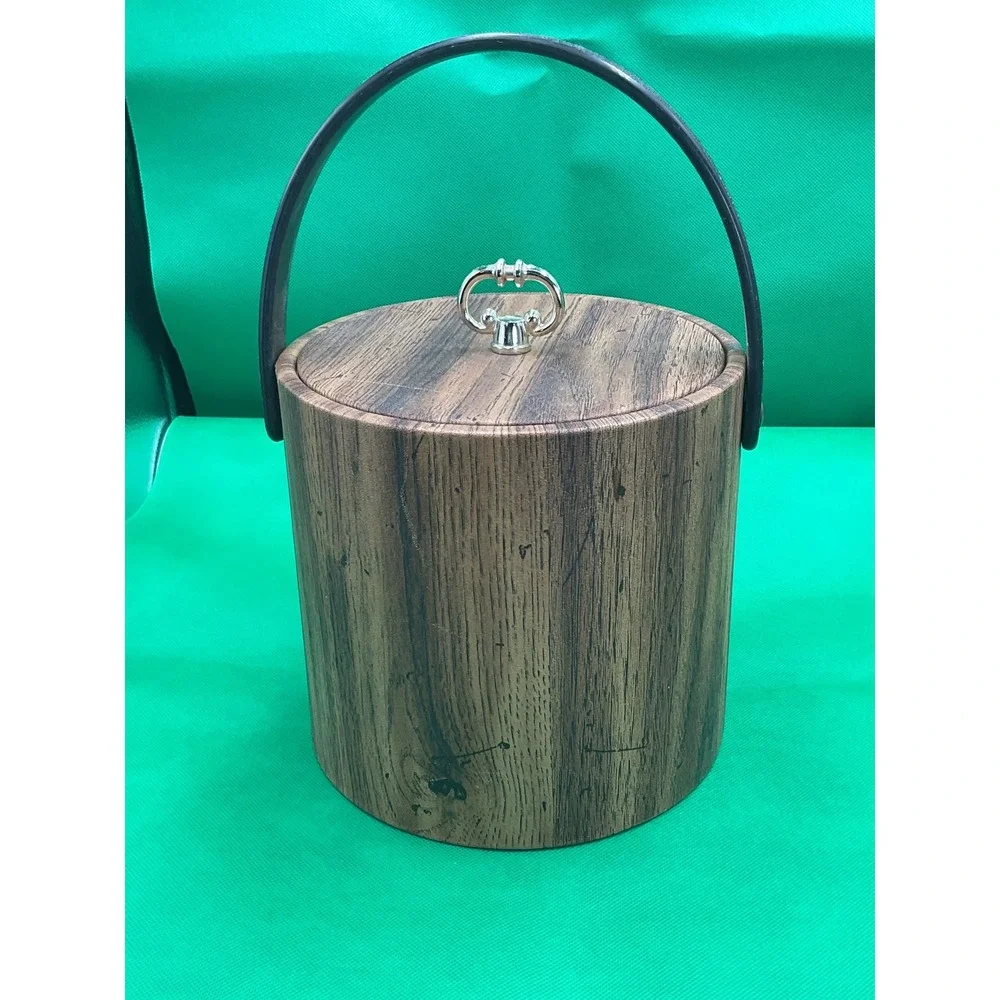 Vintage Wood Ice Bucket - Mid-Century Modern Style-Retro‎